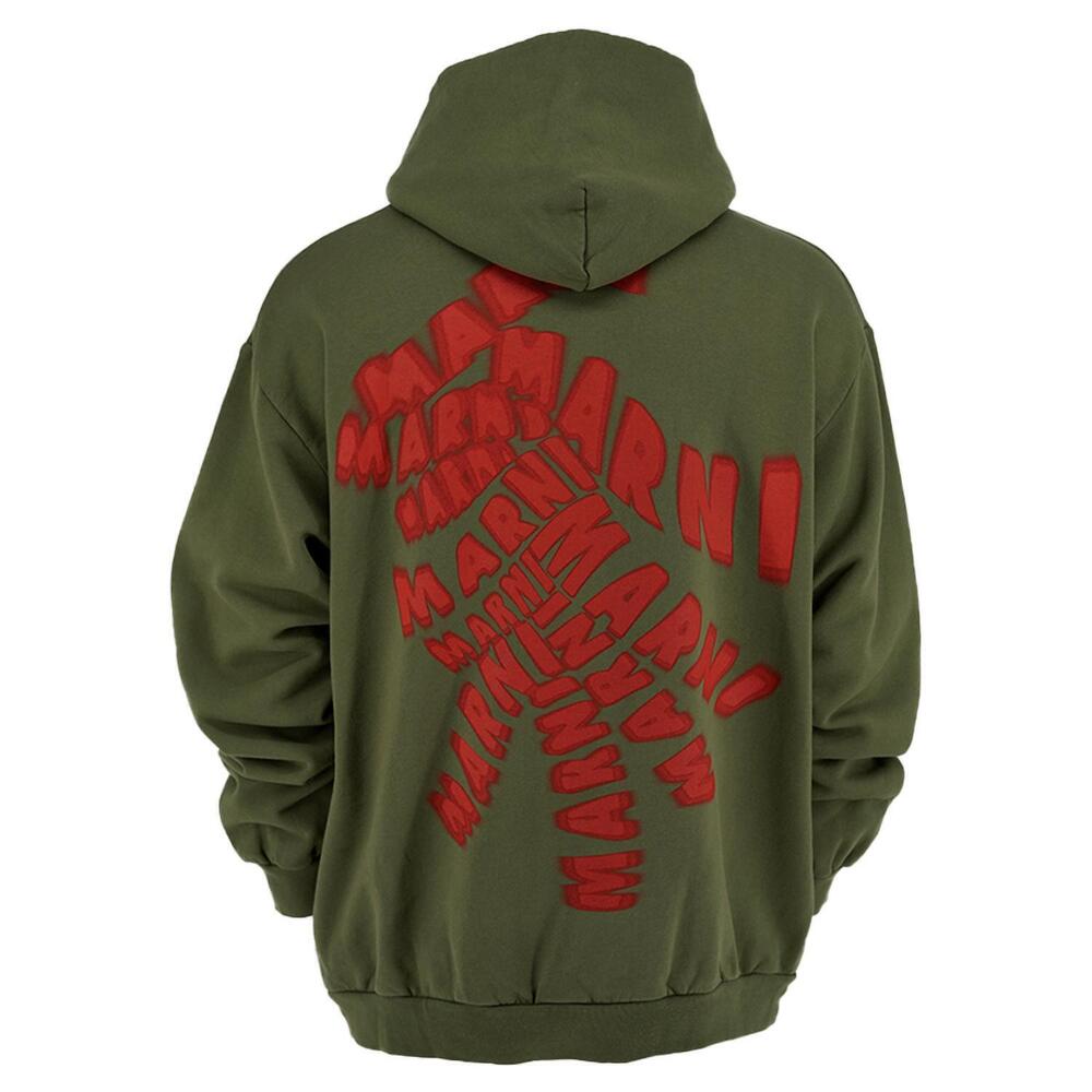 NEW MARNI men's swirl hoodie in olive